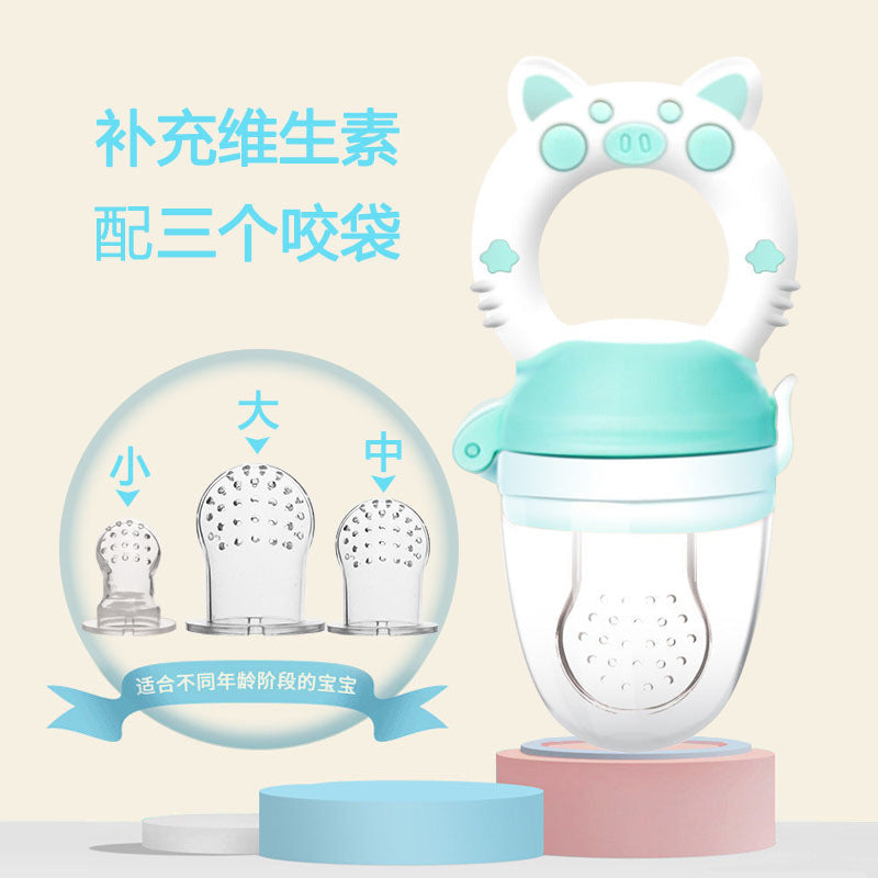 Baby Teether Fruit And Vegetable Bite Bag Food Eating Fruit Molar Stick Baby Food Supplement Bite Bag With M Mouthpiece