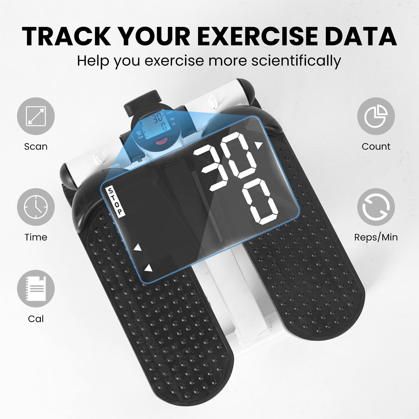 Mini Stepper with Resistance Band, Stair Stepping Fitness Exercise Home Workout Equipment for Full Body Workout