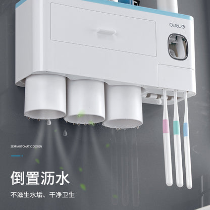 Toothbrush Holder Toothbrush Cup Mouthwash Cup Wall-mounted Bathroom Punch-free Wall-mounted Toothpaste Toothbrush Cup Suit
