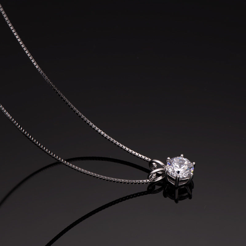 AINUOSHI Classic Six Claw Moissanite Necklace Women D Color 1 Carat 925 Silver Platinum Plated Moissanite Pendant Necklace