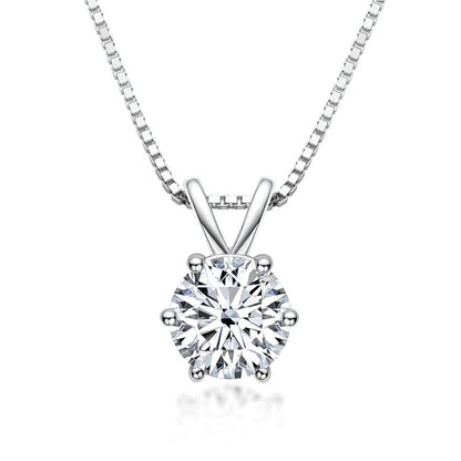 AINUOSHI Classic Six Claw Moissanite Necklace Women D Color 1 Carat 925 Silver Platinum Plated Moissanite Pendant Necklace