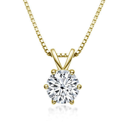 AINUOSHI Classic Six Claw Moissanite Necklace Women D Color 1 Carat 925 Silver Platinum Plated Moissanite Pendant Necklace