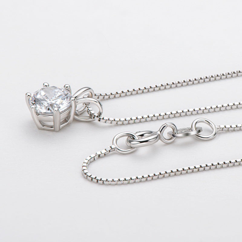 AINUOSHI Classic Six Claw Moissanite Necklace Women D Color 1 Carat 925 Silver Platinum Plated Moissanite Pendant Necklace
