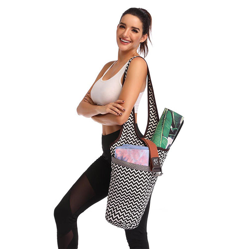 Yoga Mat Bag Casual Fashion Canvas Yoga Bag Backpack with Large Size Zipper Pocket Fit Most Size Mats Yoga Mat Tot