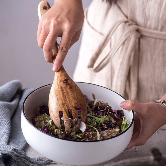 Japanese Style Long Handle Soup Spoon Salad Cooking Spoon Set Unlacquered Mixing Spoon Solid Wood Wooden Spoon Wooden Fork Salad Spoon Fork Tableware
