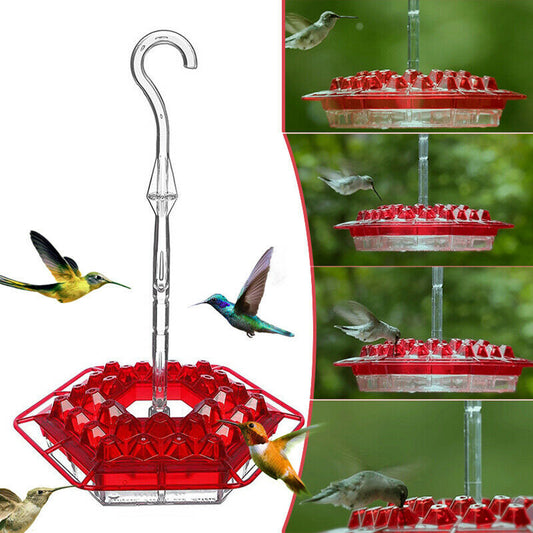 Hummingbird Feeder Flower Bird Feeder Hanging Bird Feeder Hexagon Red Bird Feeder