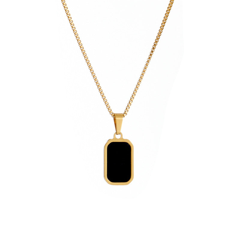 European And American Light Luxury Niche Design Titanium Steel Square Necklace Female Ins Cold Wind Simple Geometric Snake Bone Chain Clavicle Chain