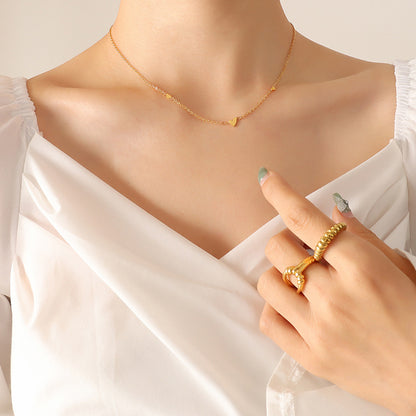 Japanese And Korean New Style Minimalist Exquisite Joker Small Love Necklace Niche Design Titanium Steel Gold Plated Clavicle Chain Jewelry Women