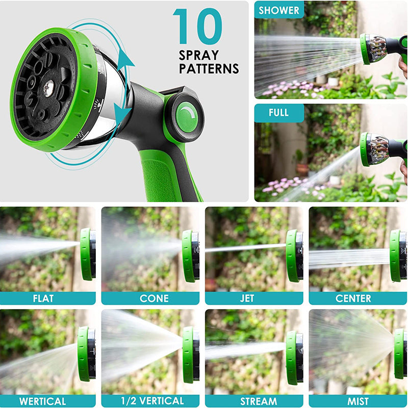 Garden Zinc Alloy 10 Function Car Wash Water Gun Pet Cleaning High Pressure Water Gun Garden Cleaning Flushing Foam Water Gun