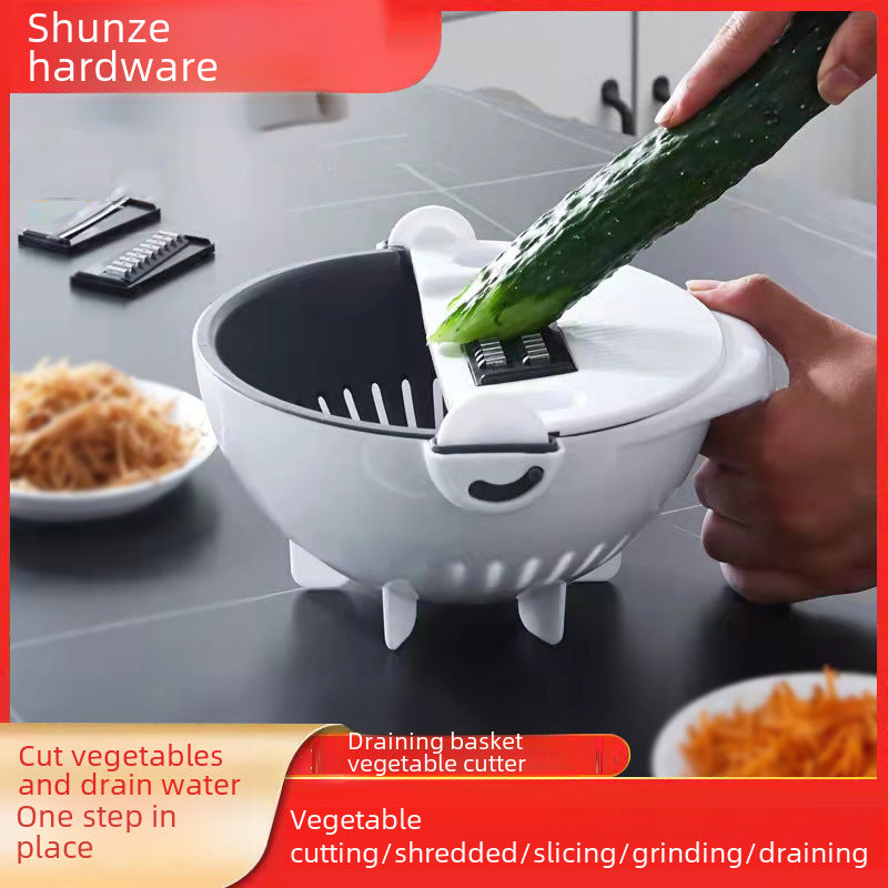 Kitchen Fruit And Vegetable Shredder Multi-function Grater Draining Basket Household Lazy Shredder Vegetable Cutter