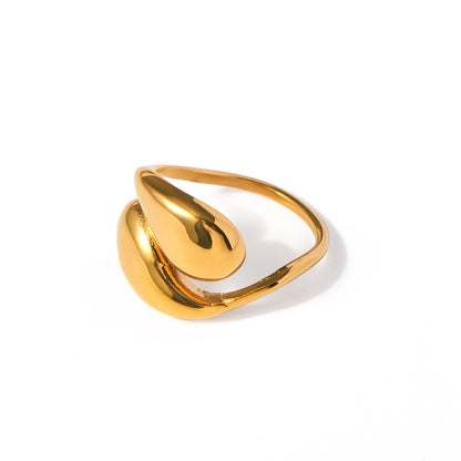18K Gold Stainless Steel Drop-shaped Cross-opening Ring Niche Design Sense Advanced Simple Ring