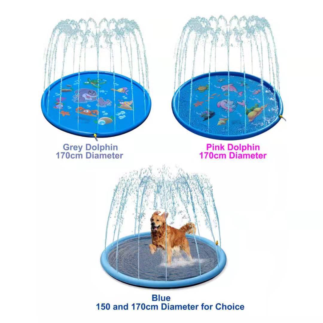 Factory Spot Pvc Pet Water Spray Mat Thickened Pvc Pet Non-slip Mat Outdoor Dog Kids Sprinkler Mat Folding
