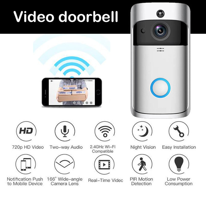 V5 Smart WIFI Visual Doorbell Home Smart Electronic Cat Eye HD Wireless Video Doorbell Housekeeping Artifact