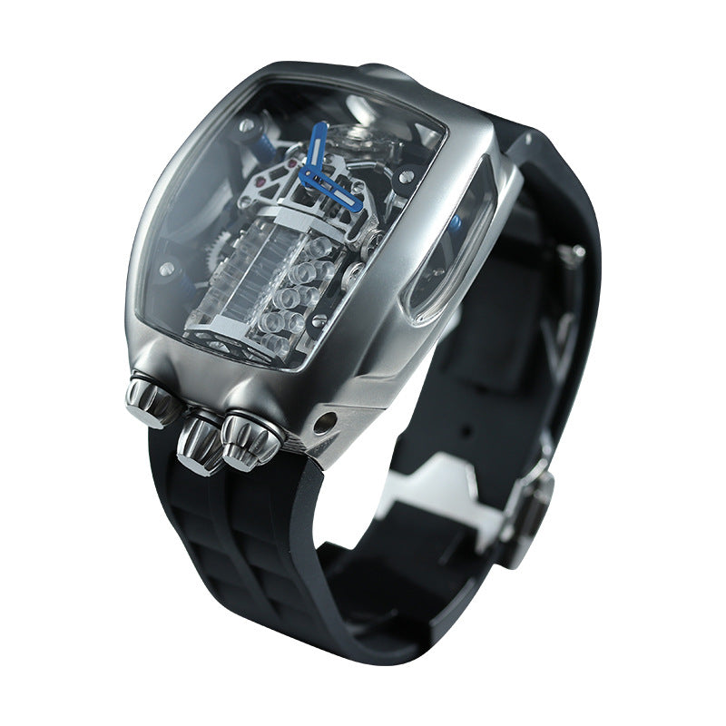 Engine 16-cylinder Engine Multi-function Watch Men's Celestial Tourbillon Automatic Silicone Strap Mechanical Watch