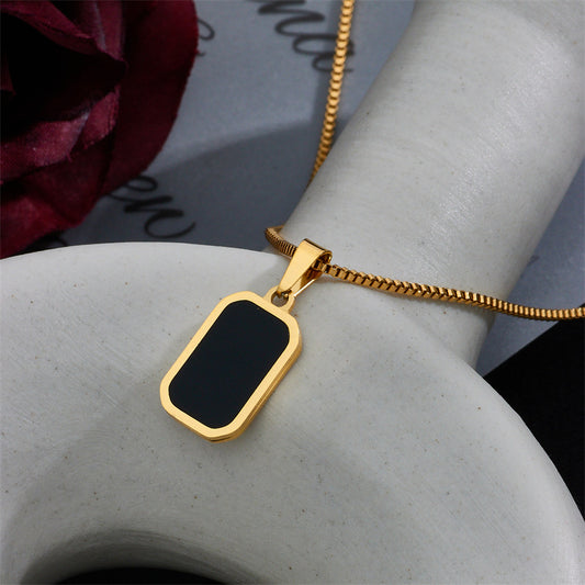 European And American Light Luxury Niche Design Titanium Steel Square Necklace Female Ins Cold Wind Simple Geometric Snake Bone Chain Clavicle Chain