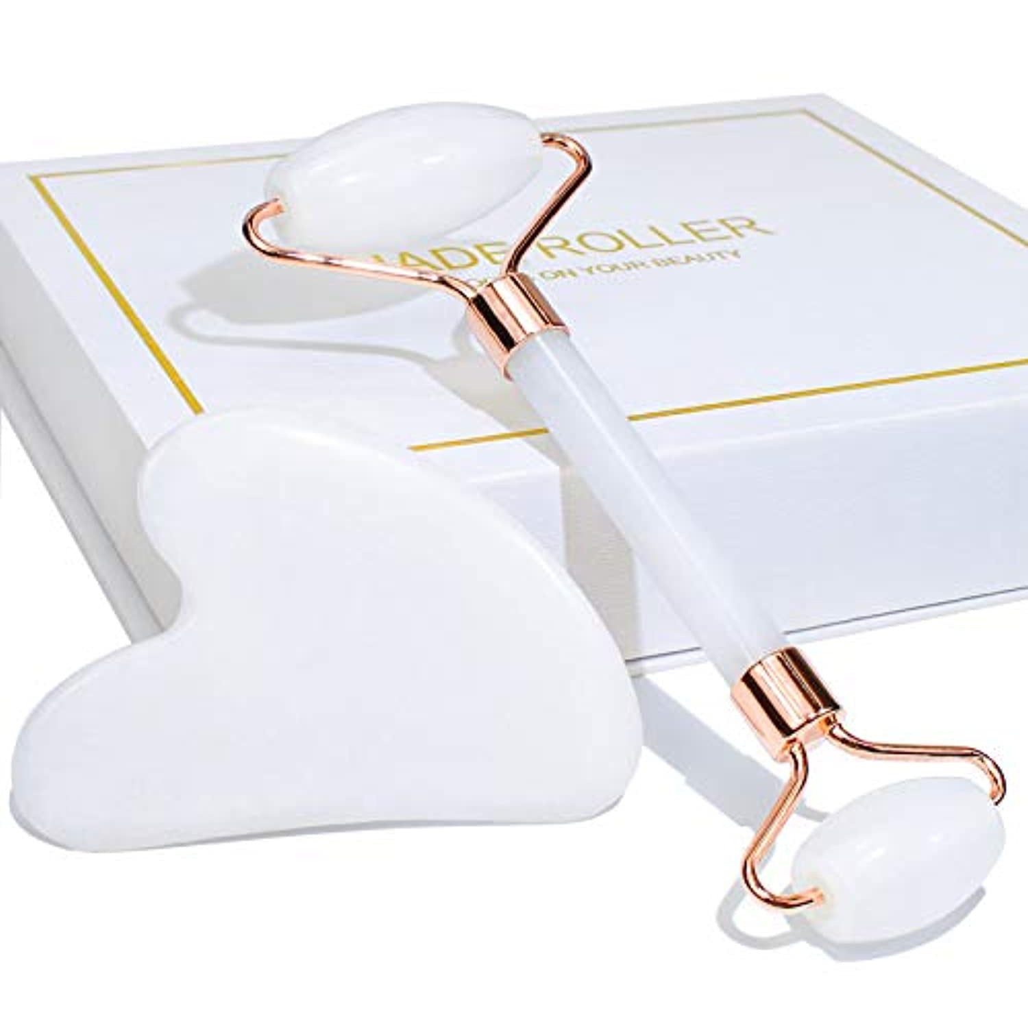 Jade Roller &amp;amp;amp;amp; Gua Sha Jade Roller Facial Massage Lifting Firming Scraping Set