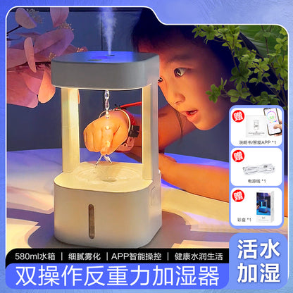 Drip Humidifier Anti-gravity Water Drop Backflow Spray Atomizer LED Colorful Night Light APP Remote Control
