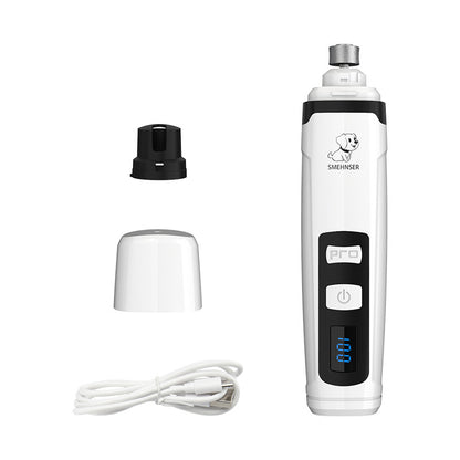 Cross-border Special Supply Electric Dog Nail Clipper LCD Screen Cat Manicure Device Claw Grinder Rechargeable Pet Nail Grinder