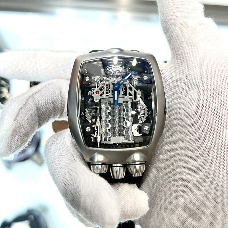 Engine 16-cylinder Engine Multi-function Watch Men's Celestial Tourbillon Automatic Silicone Strap Mechanical Watch
