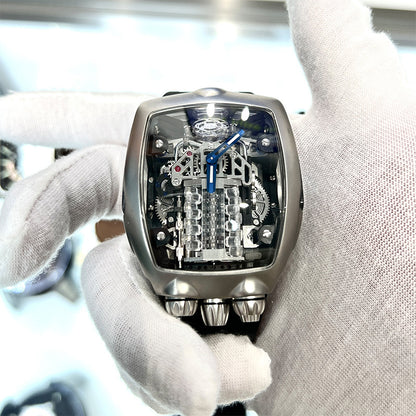 Engine 16-cylinder Engine Multi-function Watch Men's Celestial Tourbillon Automatic Silicone Strap Mechanical Watch