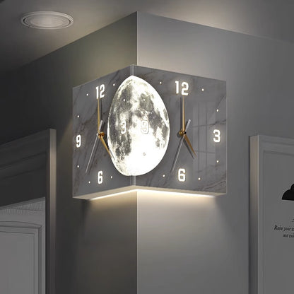 Living Room Luminous Creative Clock Advanced Sense Wall Clock Dining Room Corner Clock LED Light Wall Clock