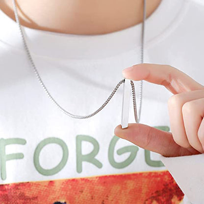 Fashion Jewelry Pendant Titanium Steel Simple Glossy Square Cylinder Necklace
