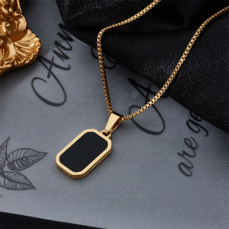 European And American Light Luxury Niche Design Titanium Steel Square Necklace Female Ins Cold Wind Simple Geometric Snake Bone Chain Clavicle Chain