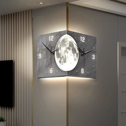 Living Room Luminous Creative Clock Advanced Sense Wall Clock Dining Room Corner Clock LED Light Wall Clock