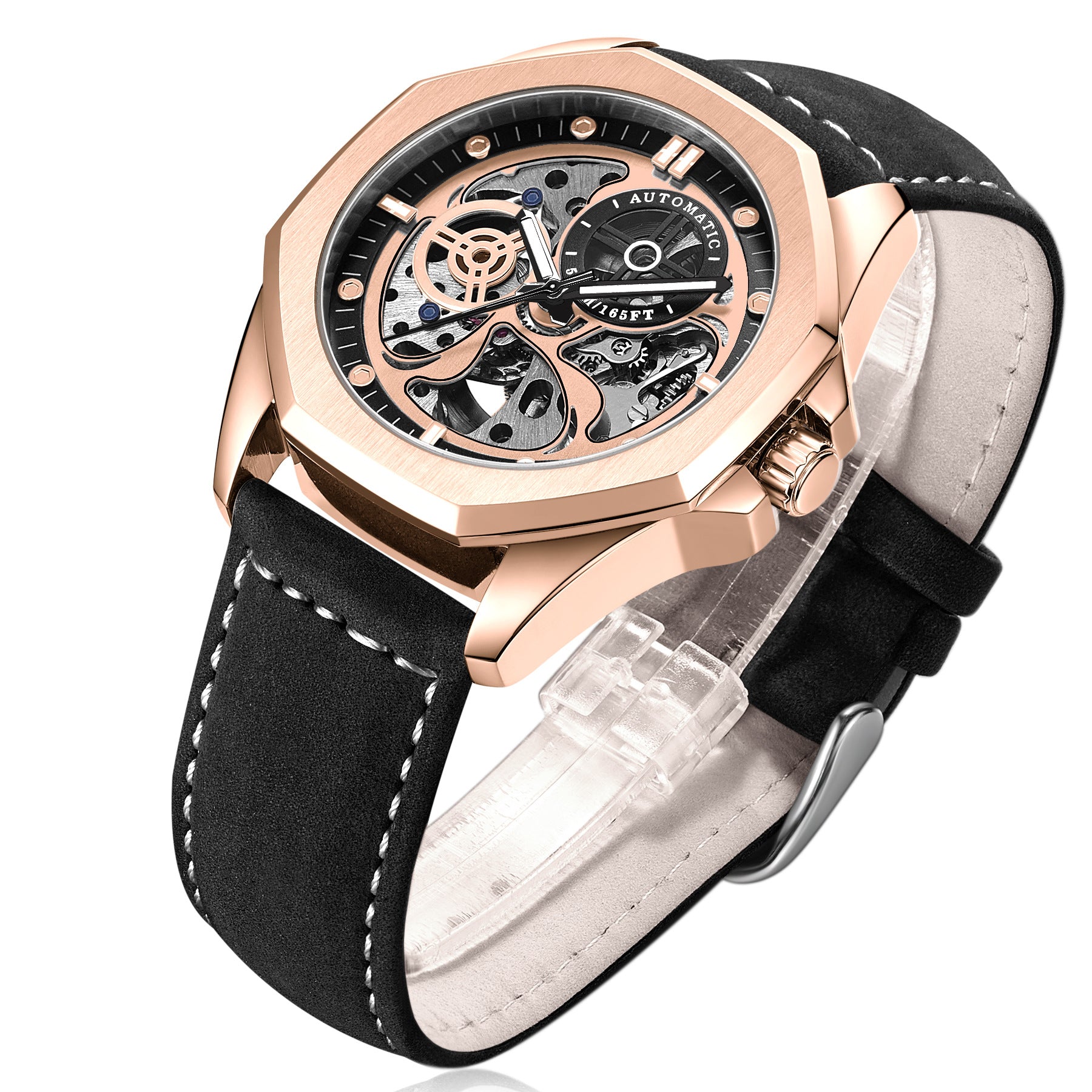 Korean Version Fashion Leather Watch Waterproof Mechanical Watch Men's Men's Casual Personality Men's Watch Mechanical Watch