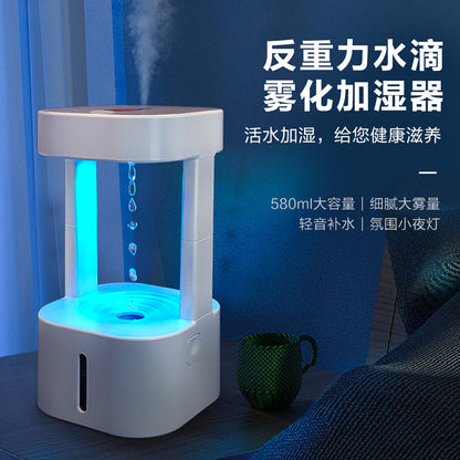 Drip Humidifier Anti-gravity Water Drop Backflow Spray Atomizer LED Colorful Night Light APP Remote Control