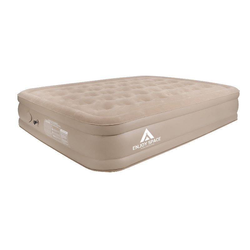 Outdoor Camping Heightening And Thickening Flocking Automatic Inflatable Cushion Inflatable Bed Double Camping Mat Nap Inflatable Pillow
