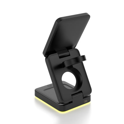 Three-in-one Magnetic Suction Wireless Charger Mobile Phone Bracket Folding