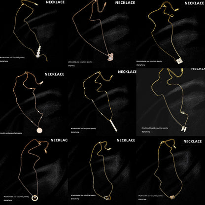Korean Version Of The Simple Titanium Steel Necklace Female 18k Rose Gold Four-leaf Clover Shell Pendant Ins Tide Net Red Explosion Style Collarbone Chain