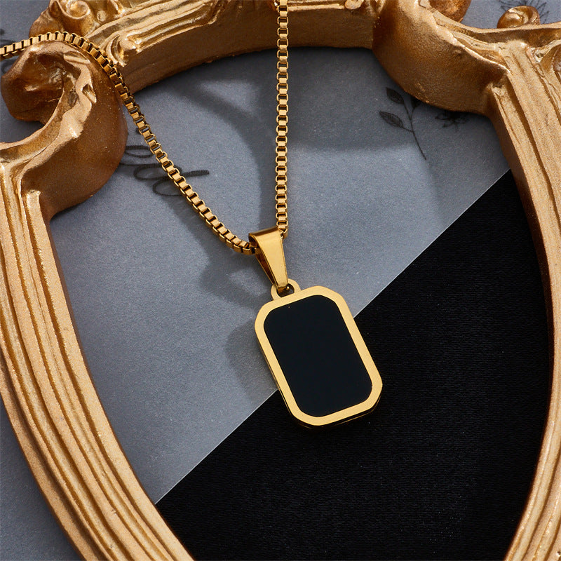 European And American Light Luxury Niche Design Titanium Steel Square Necklace Female Ins Cold Wind Simple Geometric Snake Bone Chain Clavicle Chain
