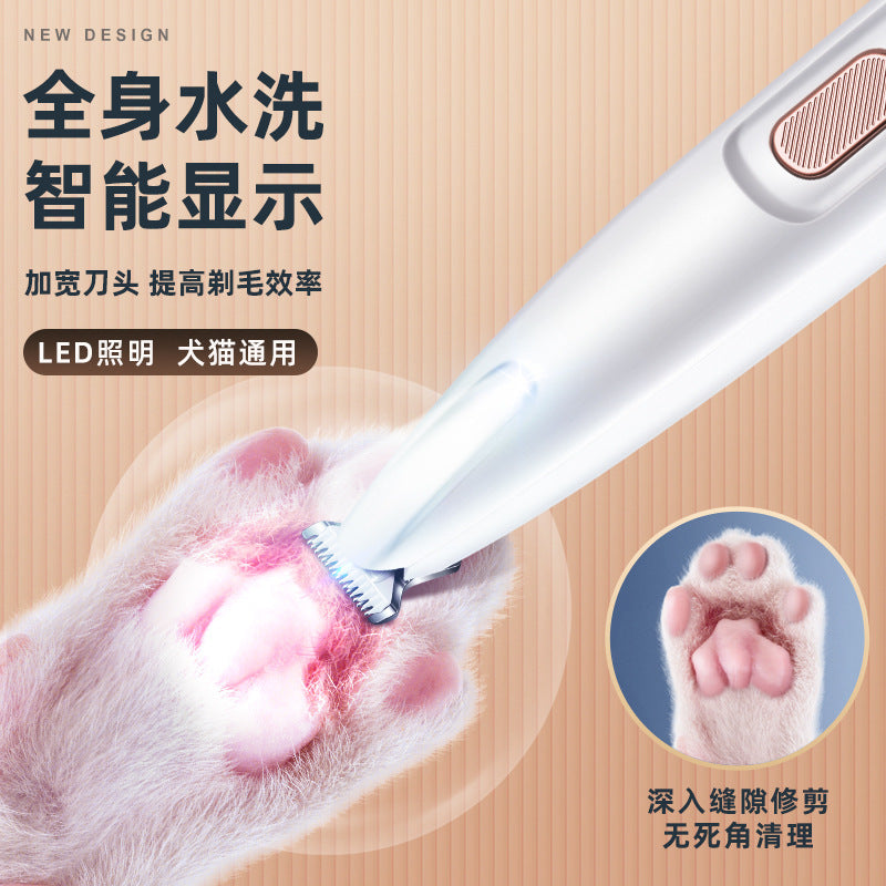 Waterproof LED Light Dog And Cat Foot Shaver Pet Shaving Sole Hair Rechargeable Electric Clipper With Light Dog Hair Trimming