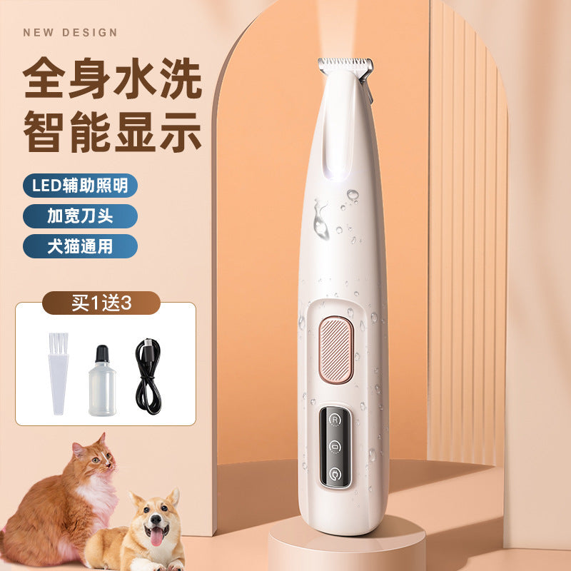 Waterproof LED Light Dog And Cat Foot Shaver Pet Shaving Sole Hair Rechargeable Electric Clipper With Light Dog Hair Trimming