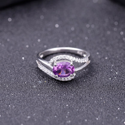 S925 Sterling Silver Inlaid Natural Sapphire Ring