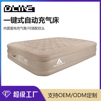 Outdoor Camping Heightening And Thickening Flocking Automatic Inflatable Cushion Inflatable Bed Double Camping Mat Nap Inflatable Pillow