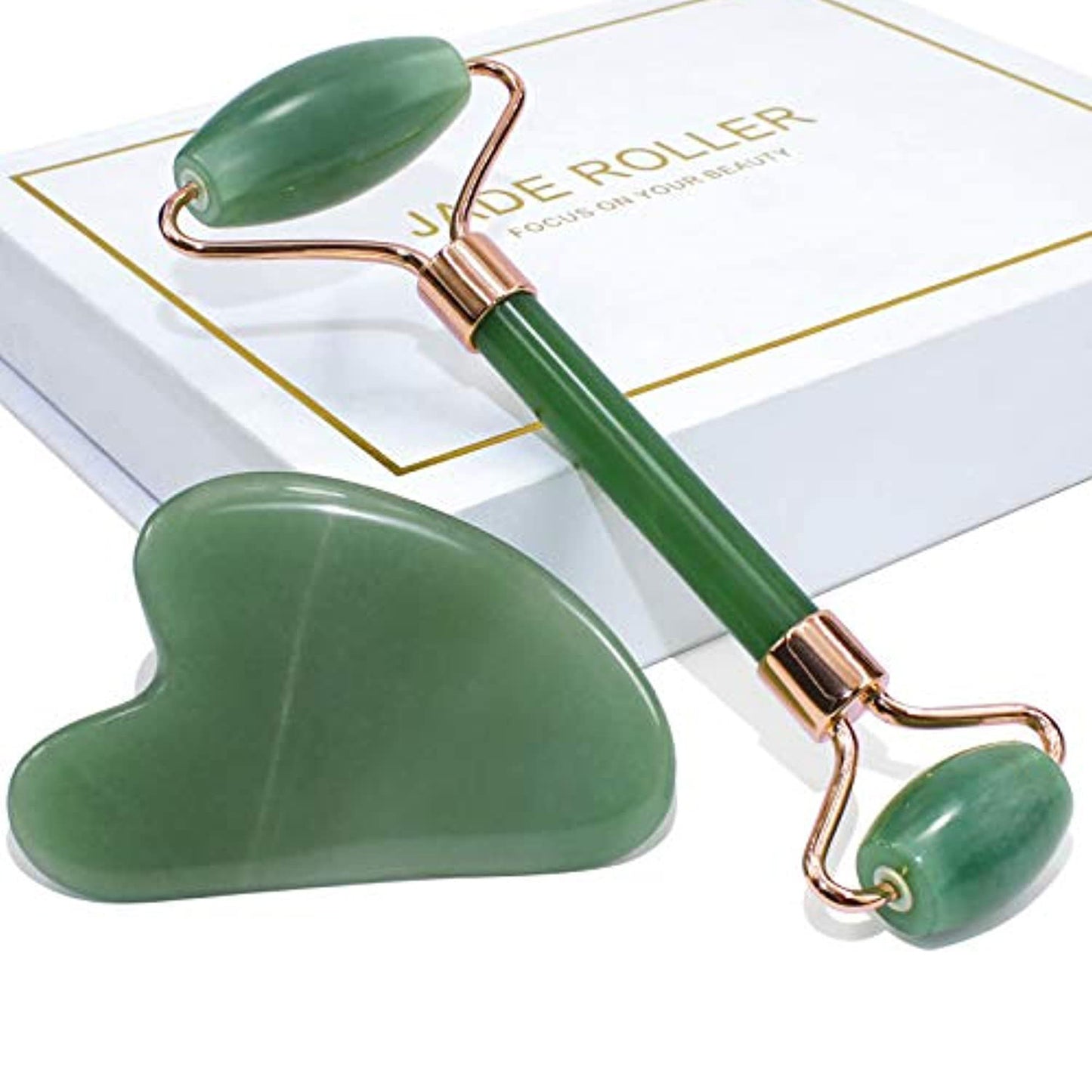 Jade Roller &amp;amp;amp;amp; Gua Sha Jade Roller Facial Massage Lifting Firming Scraping Set