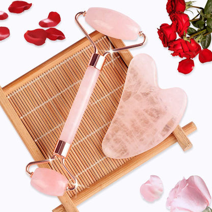 Jade Roller &amp;amp;amp;amp; Gua Sha Jade Roller Facial Massage Lifting Firming Scraping Set