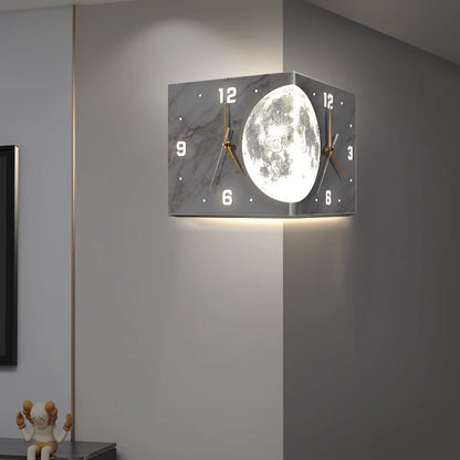 Living Room Luminous Creative Clock Advanced Sense Wall Clock Dining Room Corner Clock LED Light Wall Clock