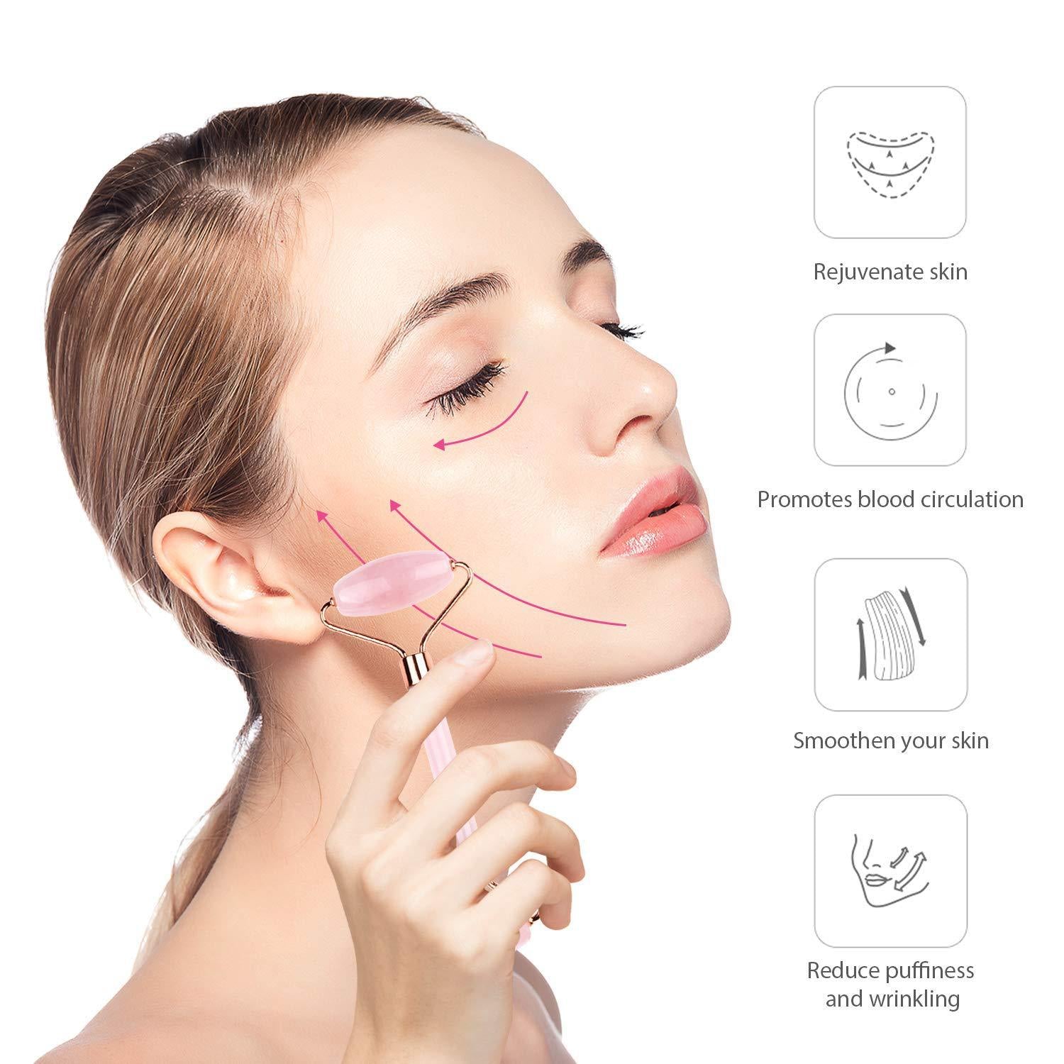 Jade Roller &amp;amp;amp;amp; Gua Sha Jade Roller Facial Massage Lifting Firming Scraping Set