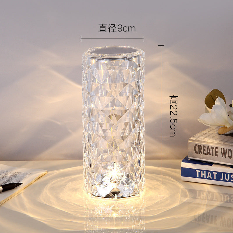 Spanish Acrylic Rose Crystal Table Lamp Touch Led Atmosphere Table Diamond Pat Light
