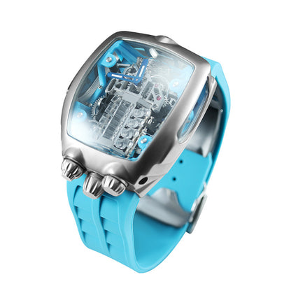 Engine 16-cylinder Engine Multi-function Watch Men's Celestial Tourbillon Automatic Silicone Strap Mechanical Watch
