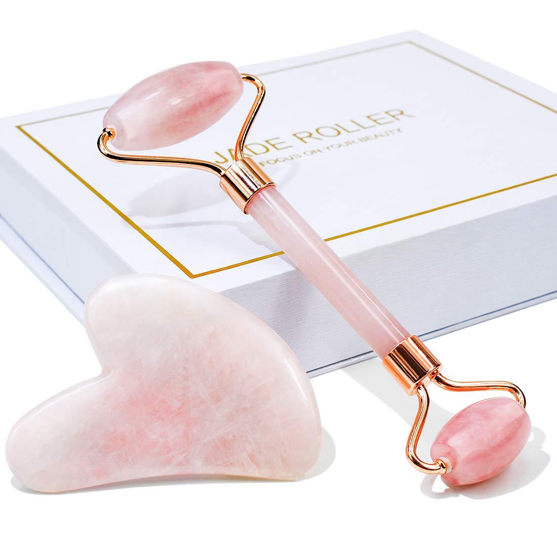 Jade Roller &amp;amp;amp;amp; Gua Sha Jade Roller Facial Massage Lifting Firming Scraping Set