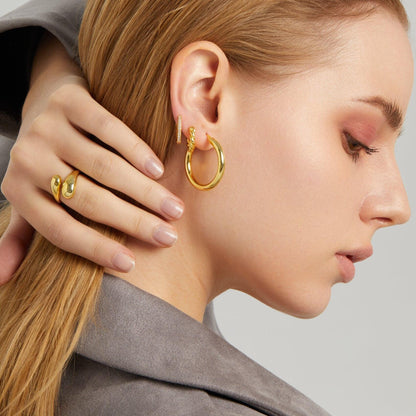 18K Gold Stainless Steel Drop-shaped Cross-opening Ring Niche Design Sense Advanced Simple Ring