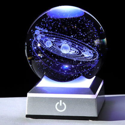 Crystal Ball Creative 3D Laser Internal Engraving Process Saturn Sun Series Ornaments Night Light Ornaments