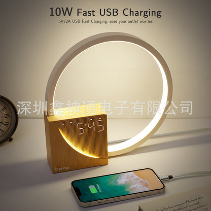 AJ300 White Noise Desk Lamp Alarm Clock 10W Charger Touch Night Light Wake-up Light Reading Eye Protection Bedside Lamp