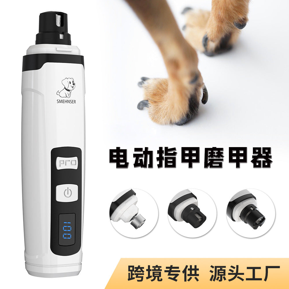 Cross-border Special Supply Electric Dog Nail Clipper LCD Screen Cat Manicure Device Claw Grinder Rechargeable Pet Nail Grinder
