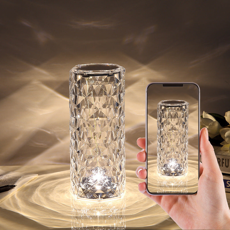 Spanish Acrylic Rose Crystal Table Lamp Touch Led Atmosphere Table Diamond Pat Light